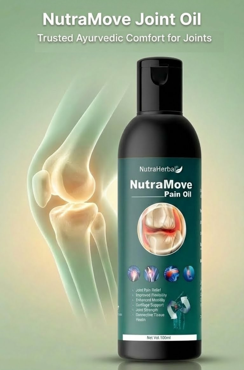 NutraHerbal NutraMove Pain Oil – Ayurvedic Joint Pain Relief Oil for Knee, Back & Muscle Pain | Improves Flexibility & Mobility | Fast Absorbing Massage Oil (100 ml)