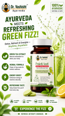 Dr. Vashisht Ayurveda Prakriti Amrit Green Tea Effervescent Tablet with Lemon | Refresh, Detoxify & Energize | Supports Metabolism, Fat Burn & Energy | Sugar Free | 30 Tablets