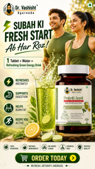 Dr. Vashisht Ayurveda Prakriti Amrit Green Tea Effervescent Tablet with Lemon | Refresh, Detoxify & Energize | Supports Metabolism, Fat Burn & Energy | Sugar Free | 30 Tablets