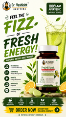 Dr. Vashisht Ayurveda Prakriti Amrit Green Tea Effervescent Tablet with Lemon | Refresh, Detoxify & Energize | Supports Metabolism, Fat Burn & Energy | Sugar Free | 30 Tablets