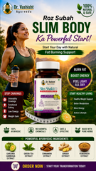 Dr. Vashisht Ayurveda Slim Shakti Capsules for Weight Loss | Herbal Weight Loss Capsules with Garcinia Cambogia, Green Coffee & L-Carnitine | Boost Metabolism & Burn Fat Naturally | 30 Capsules