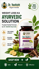 Dr. Vashisht Ayurveda Slim Shakti Capsules for Weight Loss | Herbal Weight Loss Capsules with Garcinia Cambogia, Green Coffee & L-Carnitine | Boost Metabolism & Burn Fat Naturally | 30 Capsules