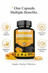 NutraHerbal Curcumin Capsules 500mg | 95% Curcuminoids | Supports Joint Health, Immunity, Heart & Digestion | 60 Herbal Capsules