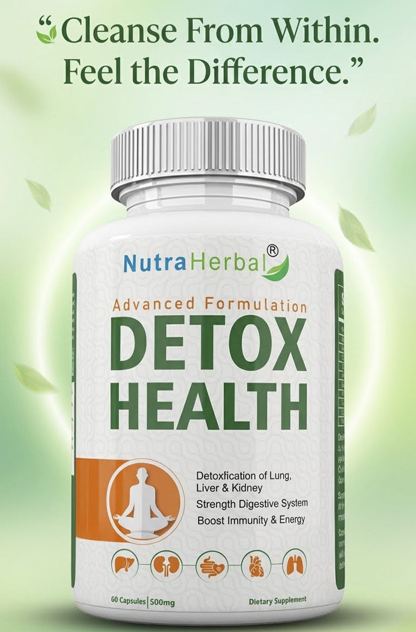 NutraHerbal Detox Health Capsules – Advanced Herbal Detox for Liver, Kidney & Digestive Cleanse | Boost Immunity, Energy & Overall Wellness | 60 Capsules (500 mg)