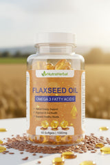 NutraHerbal Flaxseed Oil Capsules 500mg | Omega 3, 6 & 9 Fatty Acids | Supports Heart, Digestion & Energy | 60 Softgels
