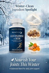 NutraHerbal Glucosamine + MSM Capsules with Boswellia & Curcumin | Premium Joint Support Formula for Knee, Cartilage & Mobility | 60 Capsules