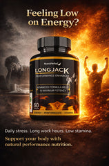 NutraHerbal Long Jack Capsules – Natural Performance Enhancer for Men | Boost Energy, Stamina & Strength | Herbal Testosterone Support | 60 Capsules