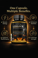 NutraHerbal Long Jack Capsules – Natural Performance Enhancer for Men | Boost Energy, Stamina & Strength | Herbal Testosterone Support | 60 Capsules