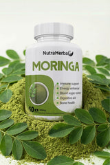 NutraHerbal Moringa Capsules 500mg | 100% Pure Moringa Oleifera Leaf Extract | Immunity, Energy & Blood Sugar Support | Ayurvedic Superfood Supplement | 60 Veg Capsules