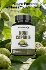 NutraHerbal Noni Capsule 500mg | 100% Ayurvedic Herbal Supplement | Supports Immunity, Digestion & Energy | 60 Capsules