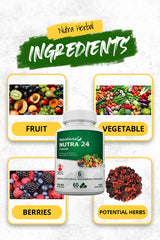 Nutra 24 Herbal Capsules | 24 Superfoods & Herbs | Daily Nutrition & Immunity Booster | 750mg per Capsule | 60 Capsules