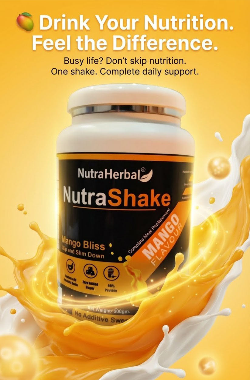 NutraHerbal NutraShake Mango Flavour | High Protein Nutrition Shake | Weight Management & Energy Support | No Added Sugar | 500g