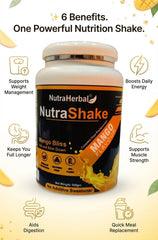NutraHerbal NutraShake Mango Flavour | High Protein Nutrition Shake | Weight Management & Energy Support | No Added Sugar | 500g