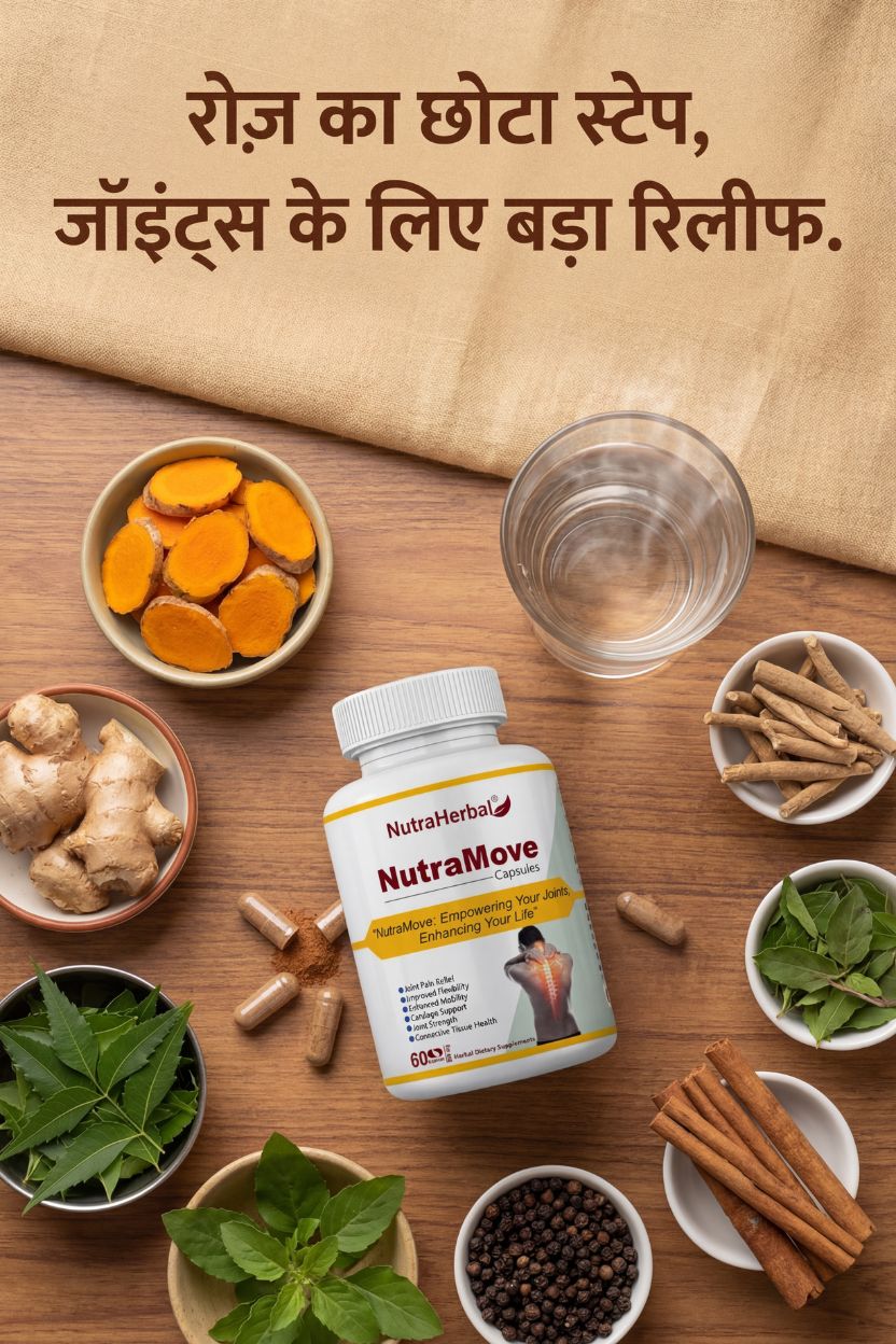 NutraHerbal NutraMove Capsules for Joint Pain Relief | Supports Joint Strength, Flexibility & Mobility | Herbal Joint Care Supplement | 60 Capsules