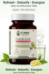 Dr. Vashisht Ayurveda Prakriti Amrit Green Tea Effervescent Tablet with Lemon | Refresh, Detoxify & Energize | Supports Metabolism, Fat Burn & Energy | Sugar Free | 30 Tablets