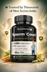 NutraHerbal Sperm Count Capsules 500mg | Ayurvedic Male Fertility Support | Boost Sperm Count, Motility & Vitality | Testosterone & Reproductive Health | 60 Herbal Capsules