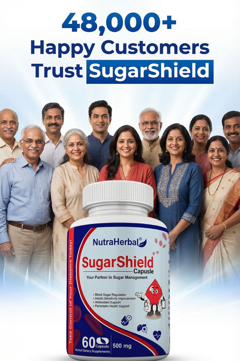 NutraHerbal SugarShield Capsule 750mg | Ayurvedic Blood Sugar Support Supplement | Helps Maintain Healthy Glucose Levels | Antioxidant & Digestive Support | 60 Capsules