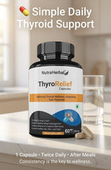 NutraHerbal ThyroRelief Capsules – Natural Thyroid Support Supplement for Hypothyroid & Hyperthyroid Balance | Energy, Metabolism & Hormonal Wellness | 60 Capsules (500 mg)