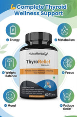 NutraHerbal ThyroRelief Capsules – Natural Thyroid Support Supplement for Hypothyroid & Hyperthyroid Balance | Energy, Metabolism & Hormonal Wellness | 60 Capsules (500 mg)