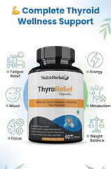 NutraHerbal ThyroRelief Capsules – Natural Thyroid Support Supplement for Hypothyroid & Hyperthyroid Balance | Energy, Metabolism & Hormonal Wellness | 60 Capsules (500 mg)