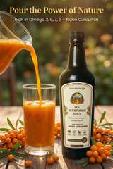 NutraHerbal Sea Buckthorn Juice with Nano Curcumin | Rich in Omega 3, 6, 7, 9 & Vitamin C, E | Immunity Booster, Skin Glow & Heart Health Support | 500ml Ayurvedic Sea Buckthorn Juice