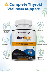 NutraHerbal ThyroRelief Capsules – Natural Thyroid Support Supplement for Hypothyroid & Hyperthyroid Balance | Energy, Metabolism & Hormonal Wellness | 60 Capsules (500 mg)