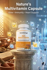 NutraHerbal Sea Buckthorn Capsules 500mg | Rich in Omega 3, 6, 7 & 9 | Skin, Hair & Immunity Support | 100% Herbal | 60 Capsules