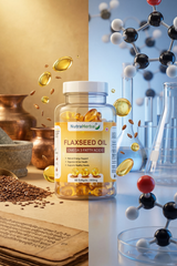 NutraHerbal Flaxseed Oil Capsules 500mg | Omega 3, 6 & 9 Fatty Acids | Supports Heart, Digestion & Energy | 60 Softgels