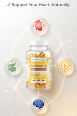 NutraHerbal Flaxseed Oil Capsules 500mg | Omega 3, 6 & 9 Fatty Acids | Supports Heart, Digestion & Energy | 60 Softgels