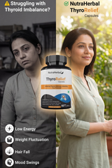 NutraHerbal ThyroRelief Capsules – Natural Thyroid Support Supplement for Hypothyroid & Hyperthyroid Balance | Energy, Metabolism & Hormonal Wellness | 60 Capsules (500 mg)
