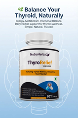 NutraHerbal ThyroRelief Capsules – Natural Thyroid Support Supplement for Hypothyroid & Hyperthyroid Balance | Energy, Metabolism & Hormonal Wellness | 60 Capsules (500 mg)