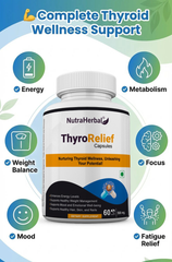 NutraHerbal ThyroRelief Capsules – Natural Thyroid Support Supplement for Hypothyroid & Hyperthyroid Balance | Energy, Metabolism & Hormonal Wellness | 60 Capsules (500 mg)