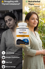 NutraHerbal ThyroRelief Capsules – Natural Thyroid Support Supplement for Hypothyroid & Hyperthyroid Balance | Energy, Metabolism & Hormonal Wellness | 60 Capsules (500 mg)