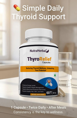 NutraHerbal ThyroRelief Capsules – Natural Thyroid Support Supplement for Hypothyroid & Hyperthyroid Balance | Energy, Metabolism & Hormonal Wellness | 60 Capsules (500 mg)