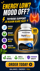 NutraHerbal ThyroRelief Capsules – Natural Thyroid Support Supplement for Hypothyroid & Hyperthyroid Balance | Energy, Metabolism & Hormonal Wellness | 60 Capsules (500 mg)