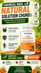 NutraHerbal Sea Buckthorn Capsules 500mg | Rich in Omega 3, 6, 7 & 9 | Skin, Hair & Immunity Support | 100% Herbal | 60 Capsules