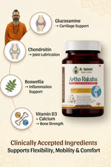 Artho Raksha Capsules for Joint Pain Relief | Glucosamine Chondroitin with Vitamin D3 & Boswellia | Supports Joint Flexibility, Cartilage & Bone Strength | 30 Capsules