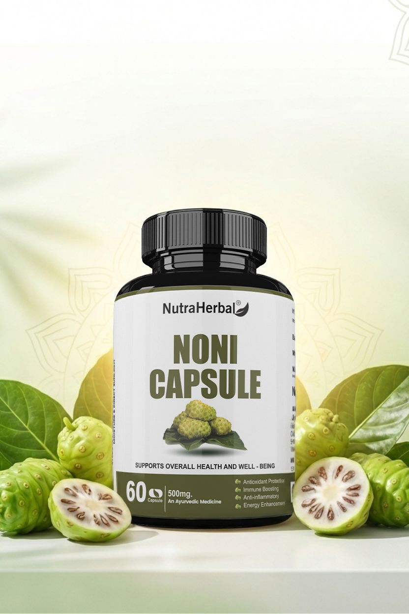 NutraHerbal Noni Capsule 500mg | 100% Ayurvedic Herbal Supplement | Supports Immunity, Digestion & Energy | 60 Capsules