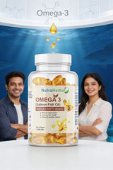 NutraHerbal Omega 3 Salmon Fish Oil Capsules 1000mg | Rich in EPA & DHA | Supports Heart, Brain & Eye Health | Premium Omega 3 Fatty Acids | 60 Softgels
