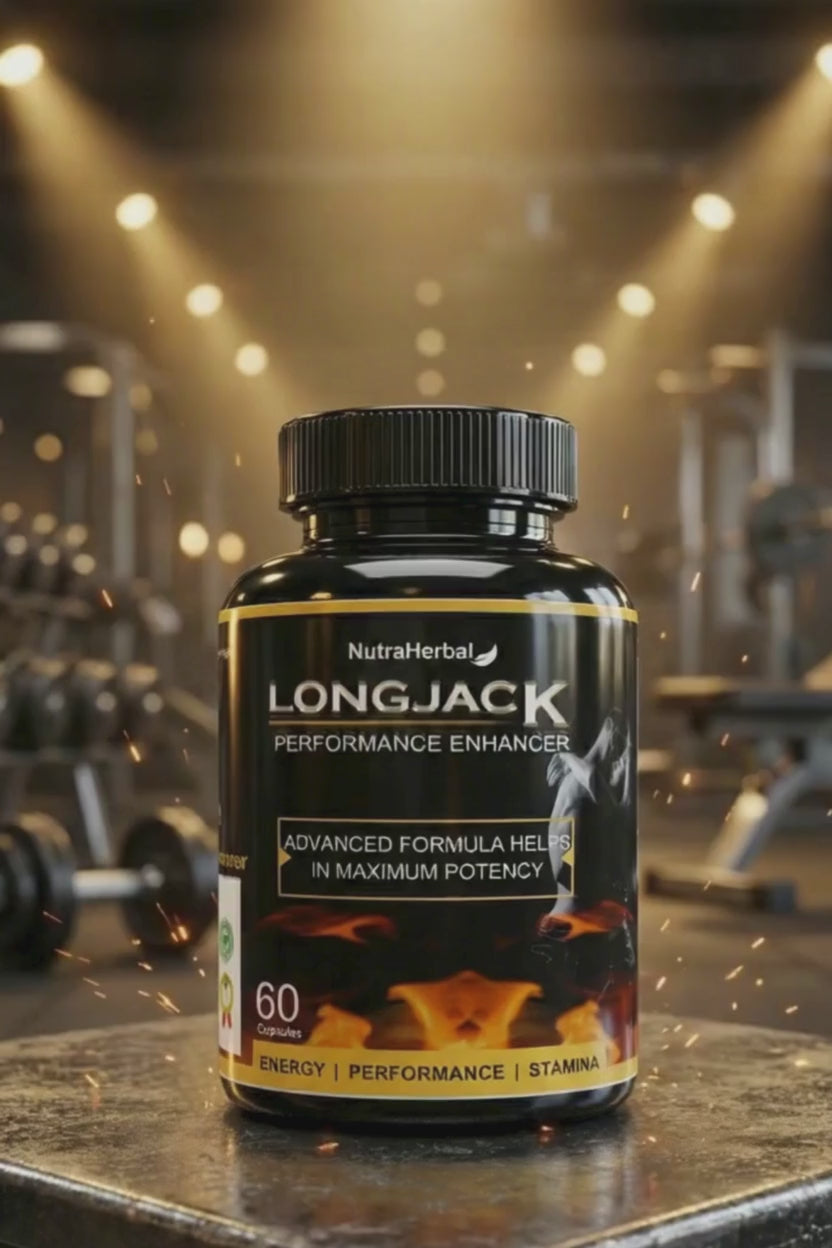 NutraHerbal Long Jack Capsules – Natural Performance Enhancer for Men | Boost Energy, Stamina & Strength | Herbal Testosterone Support | 60 Capsules