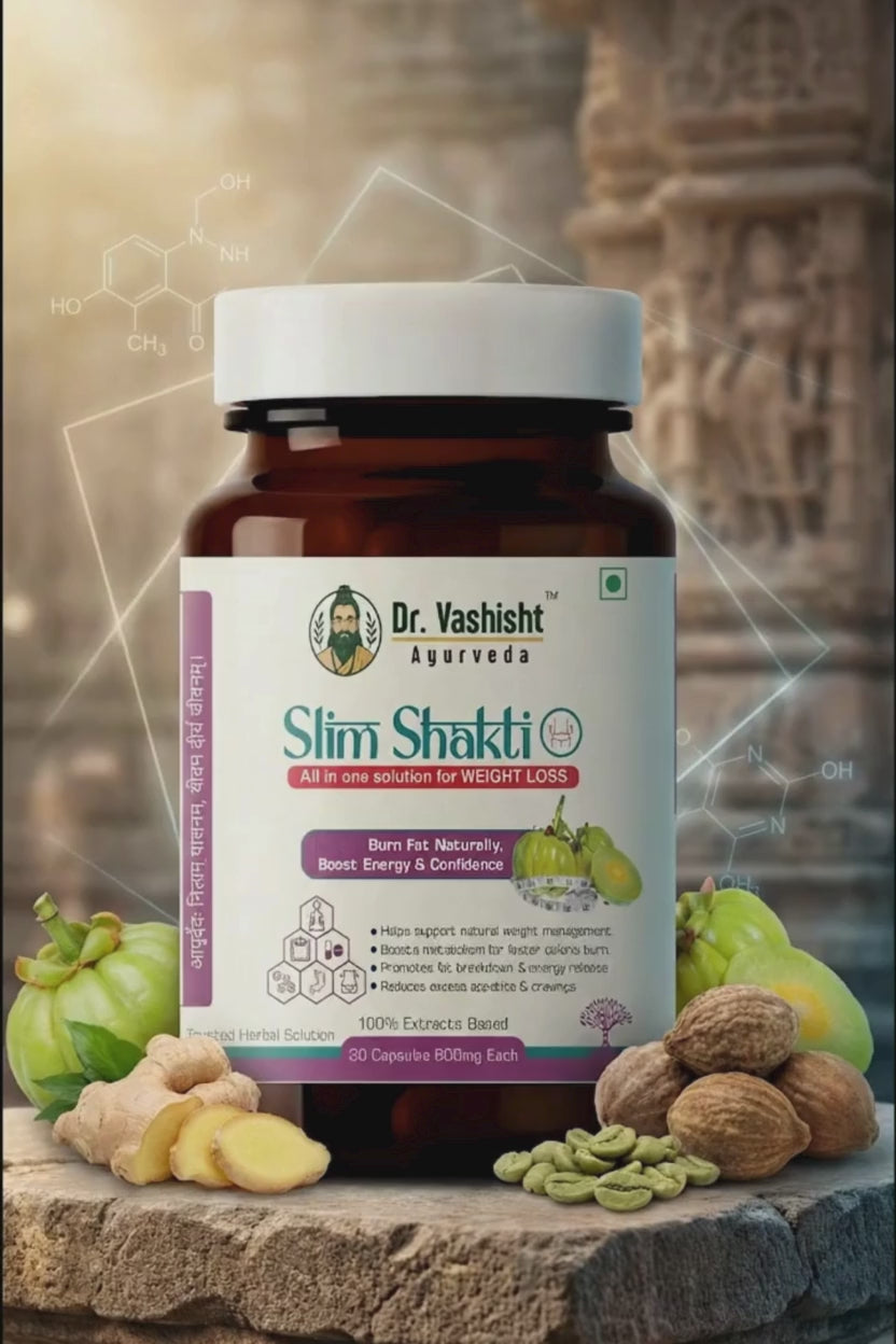 Dr. Vashisht Ayurveda Slim Shakti Capsules for Weight Loss | Herbal Weight Loss Capsules with Garcinia Cambogia, Green Coffee & L-Carnitine | Boost Metabolism & Burn Fat Naturally | 30 Capsules
