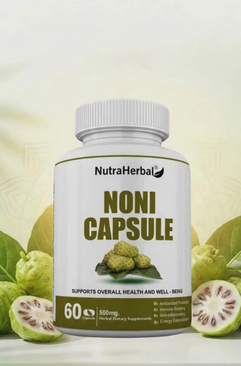 NutraHerbal Noni Capsule 500mg | 100% Ayurvedic Herbal Supplement | Supports Immunity, Digestion & Energy | 60 Capsules