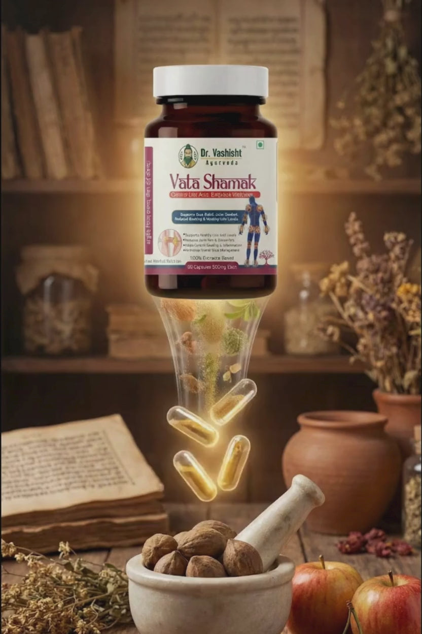 Dr. Vashisht Ayurveda Vata Shamak Capsules – Uric Acid Control & Gout Support | Helps Reduce Joint Pain, Swelling & Inflammation | Herbal Extract Formula | 30 Capsules (500 mg)
