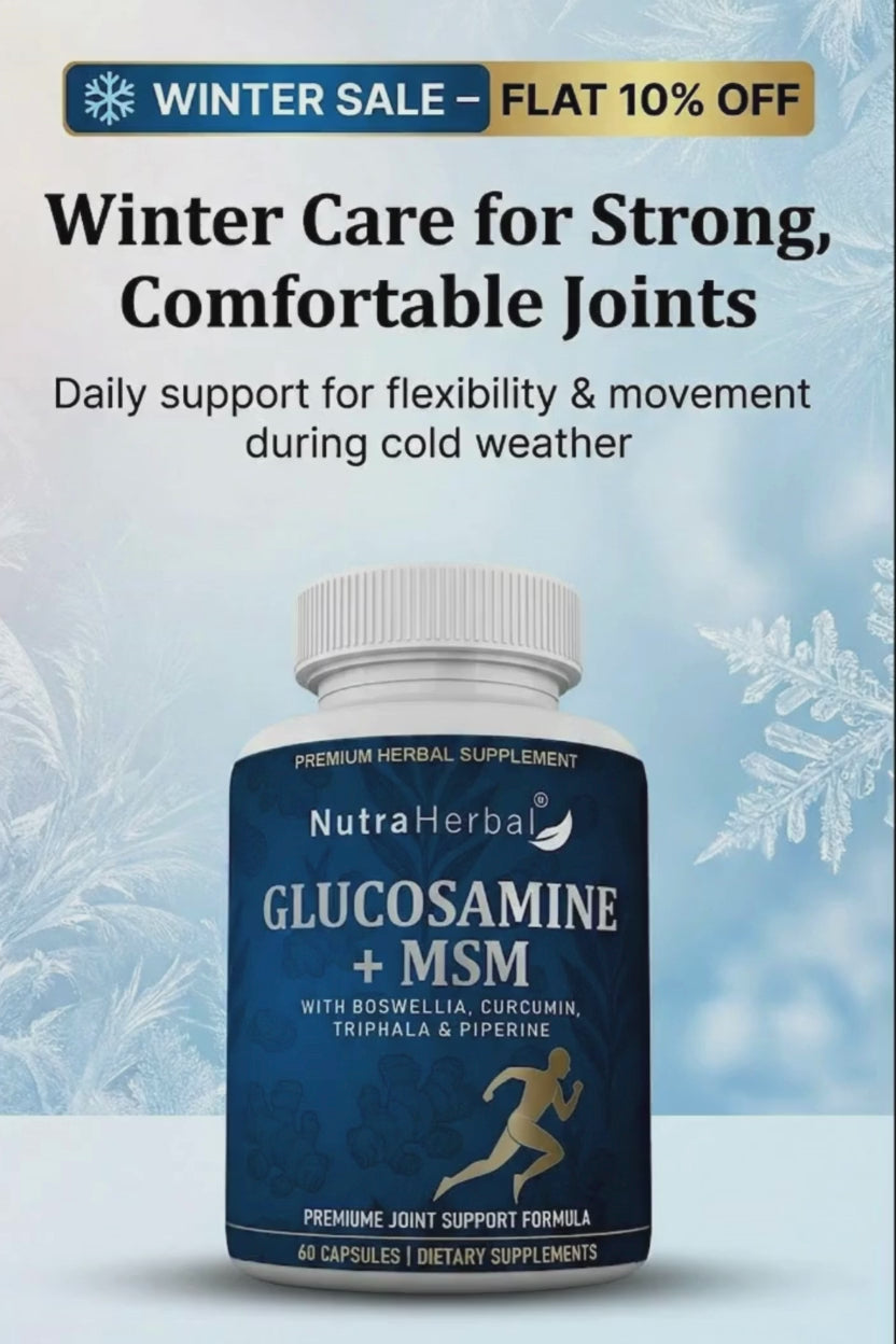 NutraHerbal Glucosamine + MSM Capsules with Boswellia & Curcumin | Premium Joint Support Formula for Knee, Cartilage & Mobility | 60 Capsules