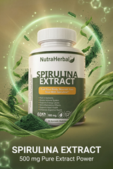 NutraHerbal Spirulina Extract Capsules 500mg | 60 Capsules | Natural Superfood for Energy, Immunity, Detox & Overall Wellness
